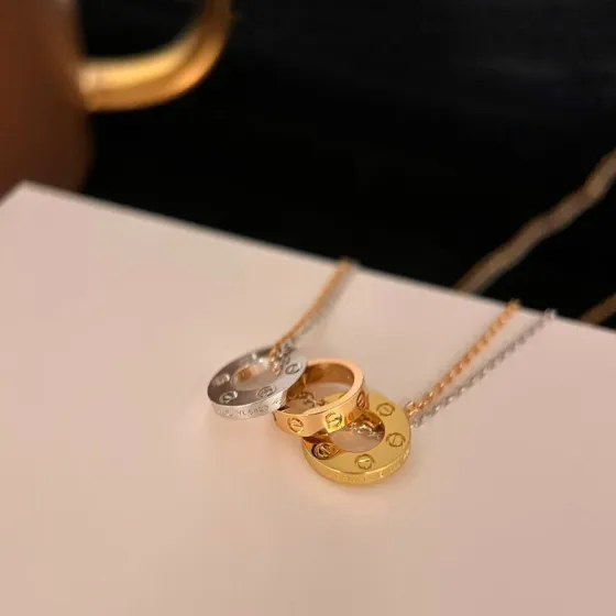 Cartier Love necklace 18k yellow gold 18k rose gold 18k white gold with diamond accents 42cm