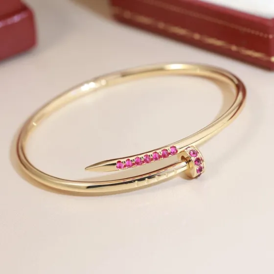 Cartier Juste un Clou bracelet 18k yellow gold pink sapphires 17
