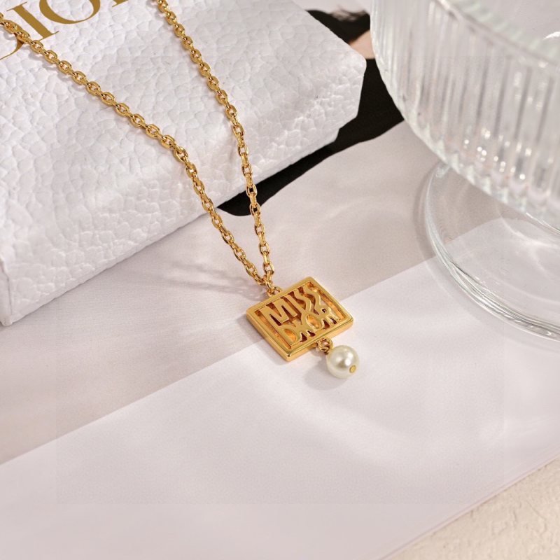 Dior Miss Dior necklace gold-tone metal with white pearl 42cm