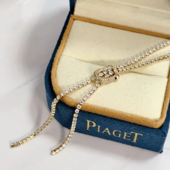 Piaget Possession Lariat Y Necklace necklace Yellow gold with clear diamond simulants 42cm