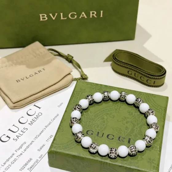 Gucci Anger Forest bracelet silver-toned metal white beaded 18cm