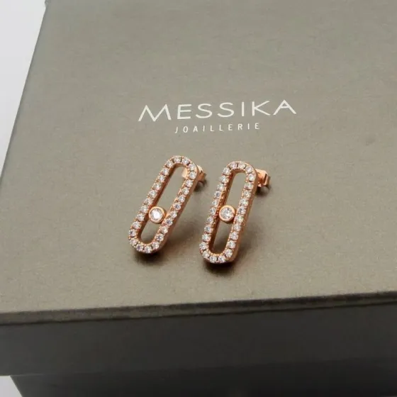 Messika Move Uno earrings rose gold with clear diamonds 1 5cm length