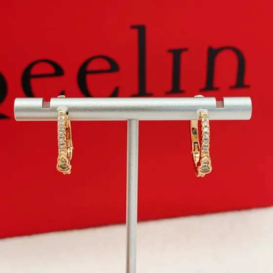 Qeelin Wulu earrings 18k rose gold clear diamond 12mm hoop diameter