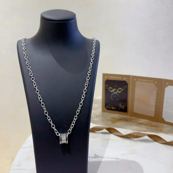 Bvlgari B zero1 necklace Silver-toned metal with black enamel accents studded faceted metal detailing 46cm