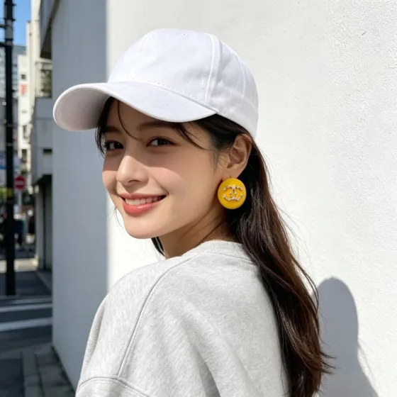 Chanel CC Logo Round Resin Stud Earrings earrings Yellow resin base gold-tone metal interlocking CC logo clear crystal accents 3cm diameter