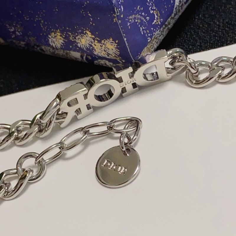 Dior DiorCD bracelet silver metal with clear crystal accents 18cm