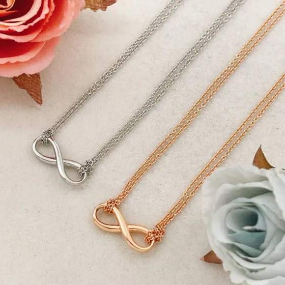 Tiffany Infinity necklace silver rose gold 16 inches