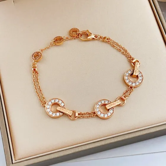 Bvlgari Bvlgari Bvlgari bracelet Rose gold with clear diamond pave 18cm