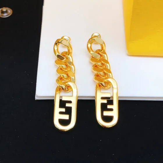 Fendi O Lock earrings gold-tone metal 4 5cm drop length
