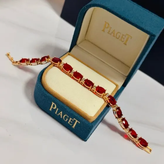 Piaget Oval Ruby Diamond Line Bracelet bracelet 18k rose gold vivid red ruby colorless diamond 18cm