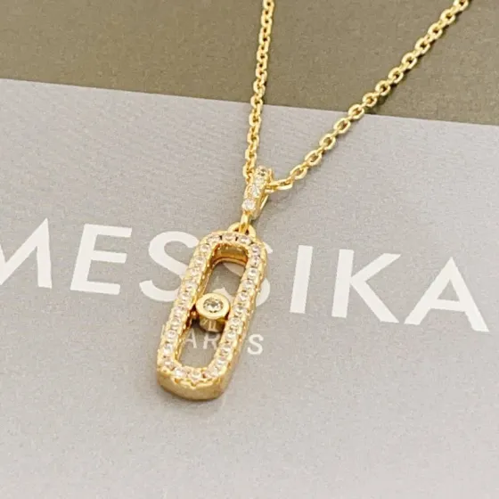 Messika Move Uno necklace yellow gold with clear diamonds 45cm