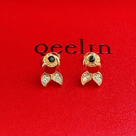 Qeelin Qin Qin earrings 18K rose gold red enamel black onyx white diamond One Size