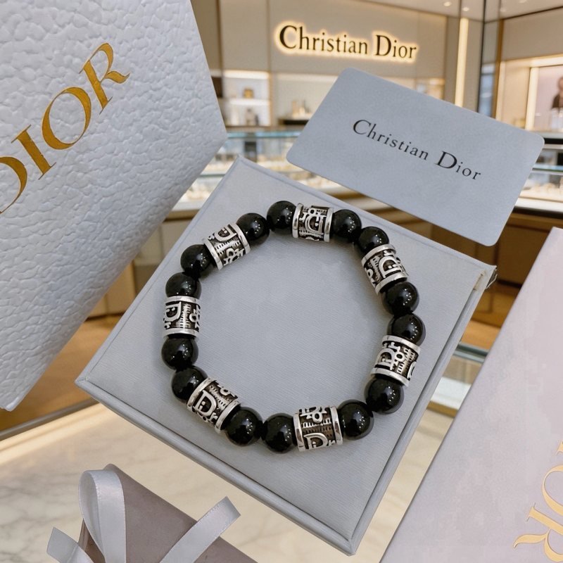 Dior Oblique Beaded Bracelet bracelet Silver-tone metal with black onyx beads 19cm