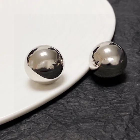 Celine Sphere Stud Earrings earrings Polished silver-tone metal no gemstones polished gold-tone metal no gemstones 15mm diameter