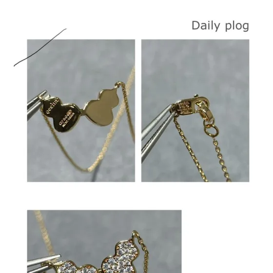 Qeelin Wulu necklace 18K yellow gold with clear pave diamonds 42cm with 5cm extender