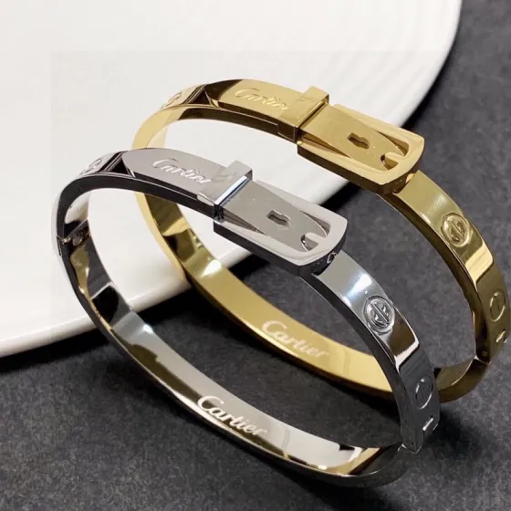 Cartier Love Buckle Bangle bracelet 18k yellow gold 18k white gold no gemstones 17cm