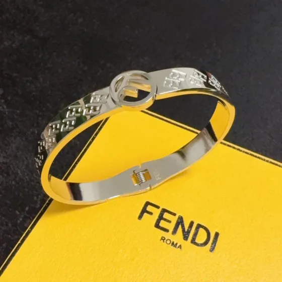Fendi FF Logo Bangle bracelet Gold-tone metal 17cm