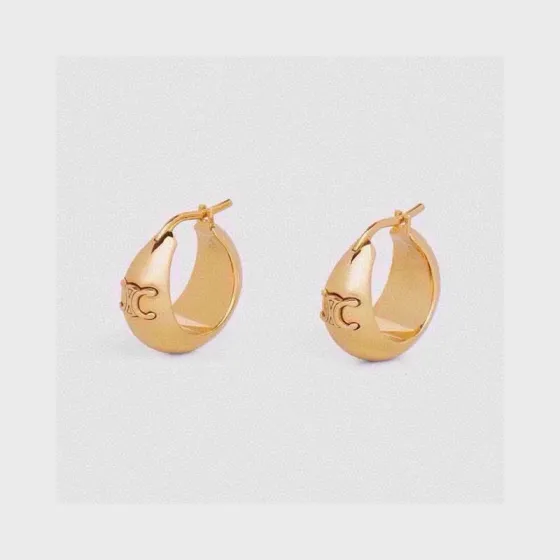 Celine Triomphe Dome Hoop Earrings earrings gold-tone metal 2cm outer diameter