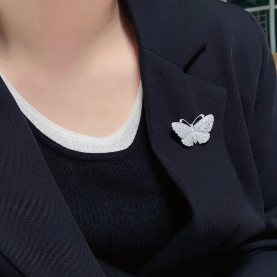 Chanel CC Logo Pave Butterfly Brooch brooch silver-toned metal with clear pave crystals 3cm width