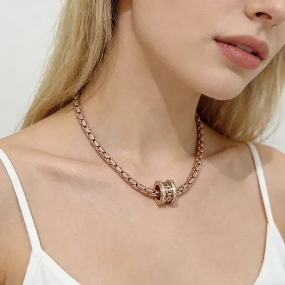 Bvlgari B zero1 necklace Rose gold with diamond accents 42cm
