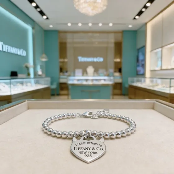 Tiffany Co Return to Tiffany Devil Heart Tag Bead Bracelet bracelet Sterling silver with black enamel accent 17 5cm
