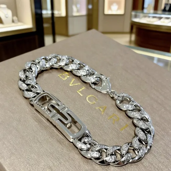 Bvlgari Parentesi bracelet Silver-toned metal with clear diamond pave 20cm