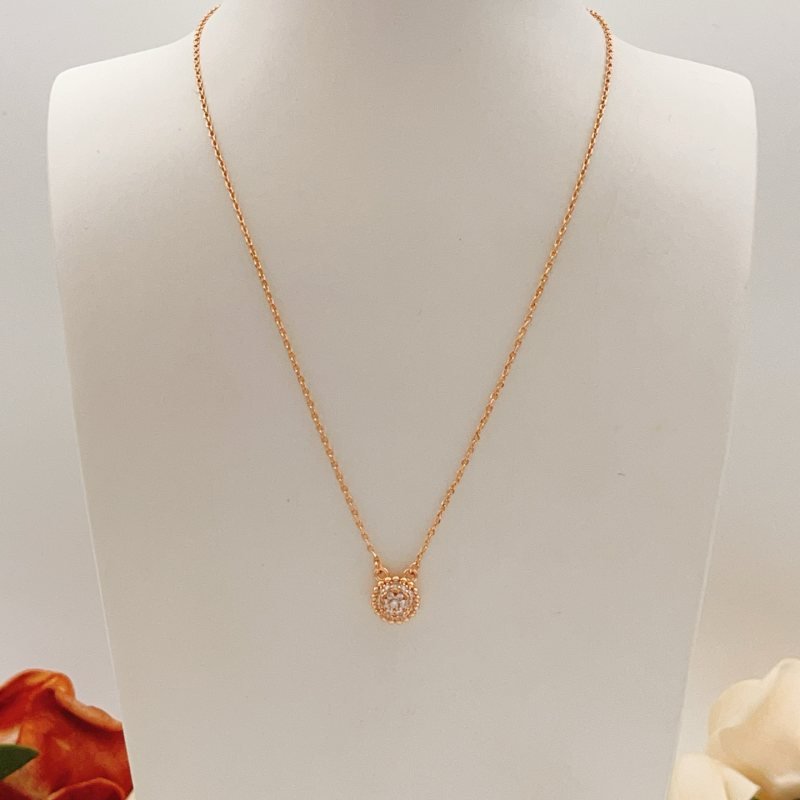 Van Cleef Arpels Perlee Couleurs necklace Rose gold with clear diamond pave 42cm