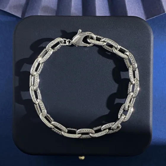 Cartier Santos de Cartier Chain Bracelet bracelet 18k white gold with clear diamond accents 18k yellow gold with clear diamond accents 18k rose gold with clear diamond accents 7 5 inches