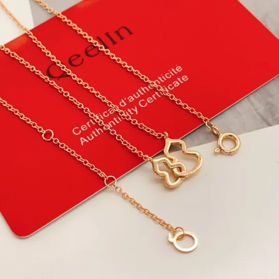 Qeelin Wulu necklace 18k rose gold with clear diamond accents 42cm with 5cm extender
