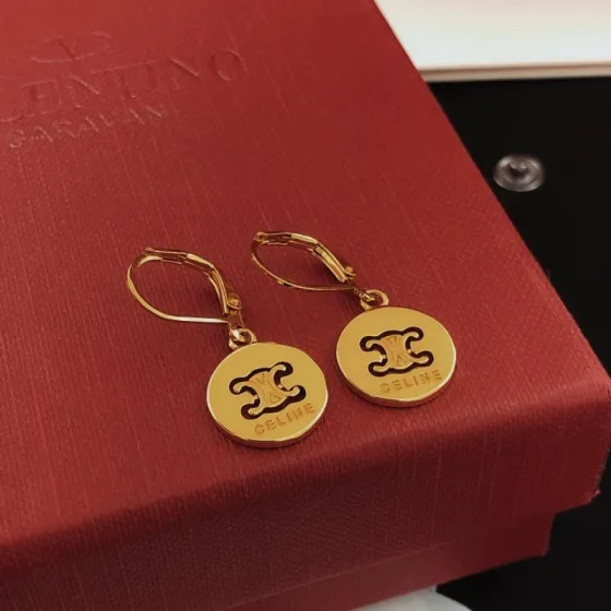Celine Triomphe earrings gold-tone metal 1 2cm drop