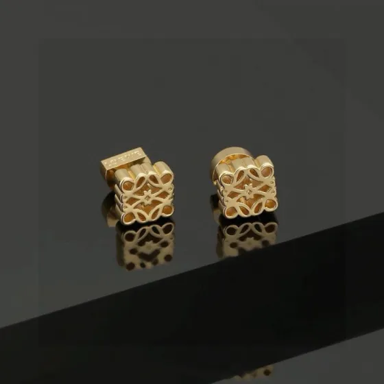 Loewe Anagram earrings gold-tone metal 1cm stud diameter