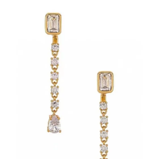 Celine Crystal Drop Earrings earrings gold-tone metal with clear faceted crystals 3 5cm drop length