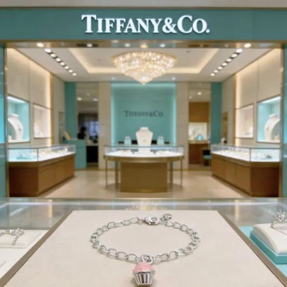 Tiffany Co Cupcake Charm Bracelet bracelet sterling silver with pink enamel and silver cupcake charm 7 inches