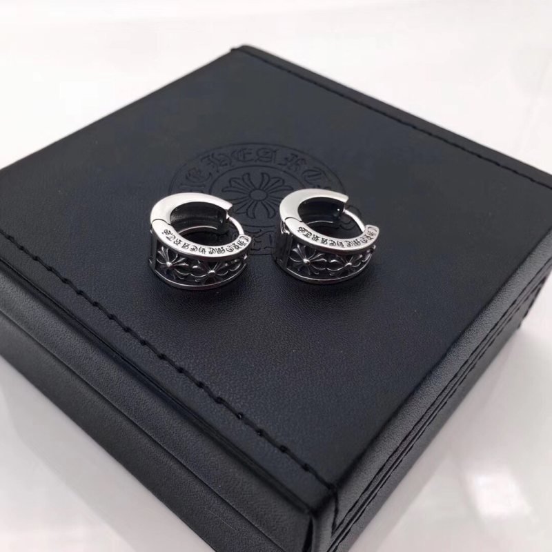 Chrome Hearts Cross Hoop earrings oxidized sterling silver with dark antiqued detailing 12mm outer diameter