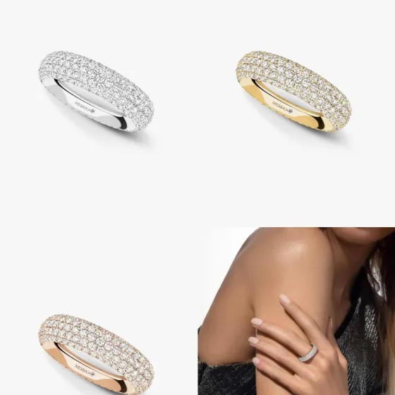 Messika Divine Enigma ring White gold yellow gold rose gold with pave white diamonds 6 7 8 9