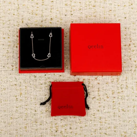 Qeelin Wulu Mini Solitaires necklace 18K rose gold with clear diamond pave 42cm with 5cm extender