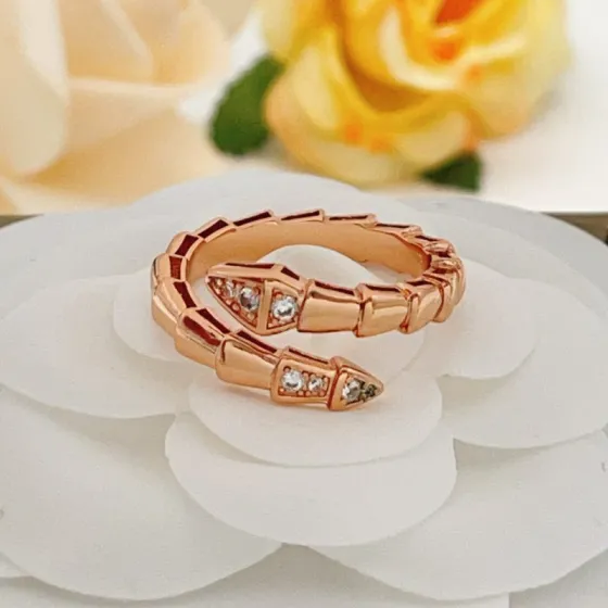 Bvlgari Serpenti Viper ring Rose gold with clear diamond accents One size fits all