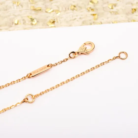Van Cleef Arpels Lucky Spring necklace 18K rose gold white mother-of-pearl 42cm