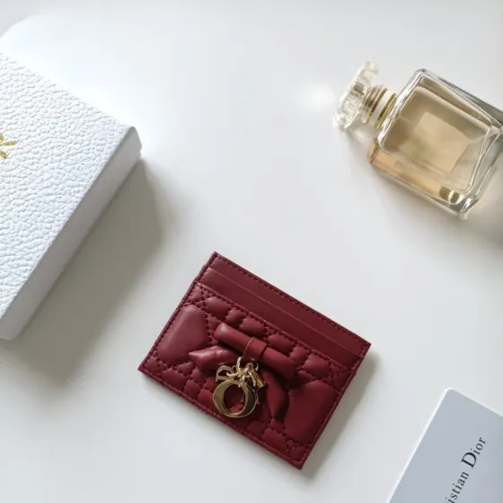 Dior Lady Dior brooch Burgundy lambskin leather with gold-tone metal hardware 10 5 8 0 5cm