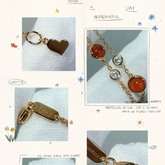 Piaget Possession bracelet Rose gold with carnelian and clear diamond accents 18cm