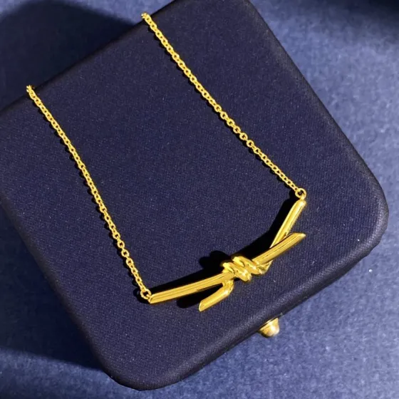 Tiffany Knot necklace Yellow Gold Sterling Silver 45cm
