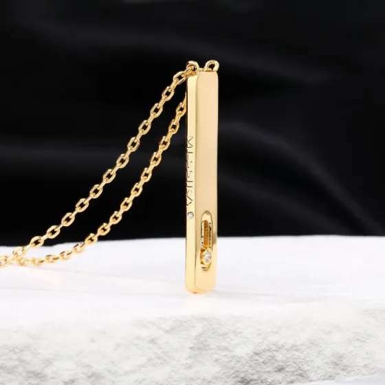 Messika My First Diamond Vertical Bar Pendant necklace Yellow Gold White Gold Rose Gold with Clear Diamond 45cm