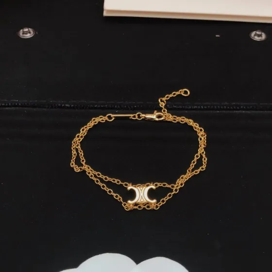 Celine Triomphe bracelet gold-tone metal no accent stones 16cm with 2cm extender