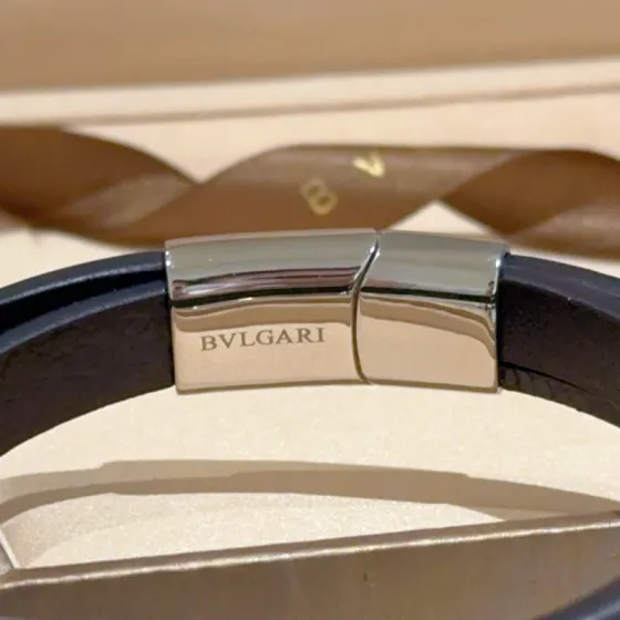 Bvlgari Serpenti Forever Coiled Leather Bracelet bracelet Black leather silver-toned metal hardware 19cm
