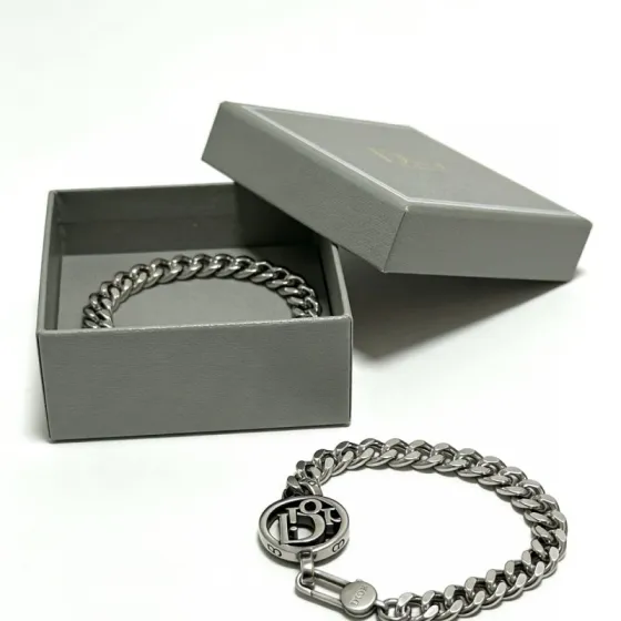 Dior Dior Oblique Logo Curb Chain Bracelet bracelet Gunmetal silver-toned metal no accent stones 21cm