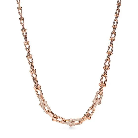Tiffany Co Tiffany HardWear necklace 18k rose gold with pave diamonds 18k yellow gold with pave diamonds sterling silver with pave diamonds 18 inches