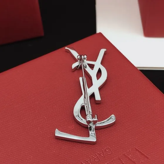 Saint Laurent Cassandre Monogram Brooch brooch silver-toned metal no gemstones 4 5cm length