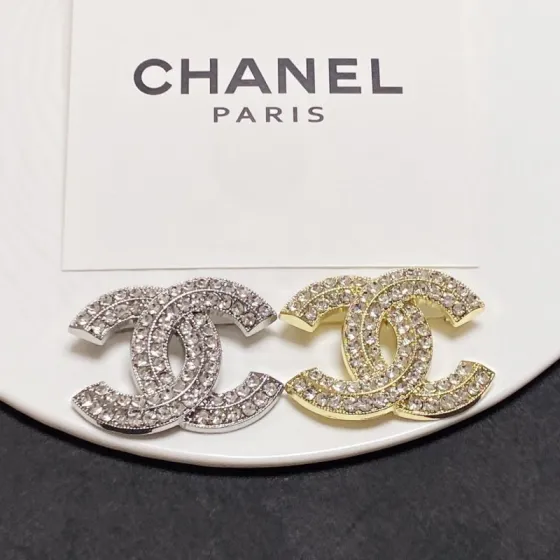 Chanel CC Logo Crystal Brooch brooch silver-tone metal with clear crystal pave gold-tone metal with clear crystal pave 3cm width