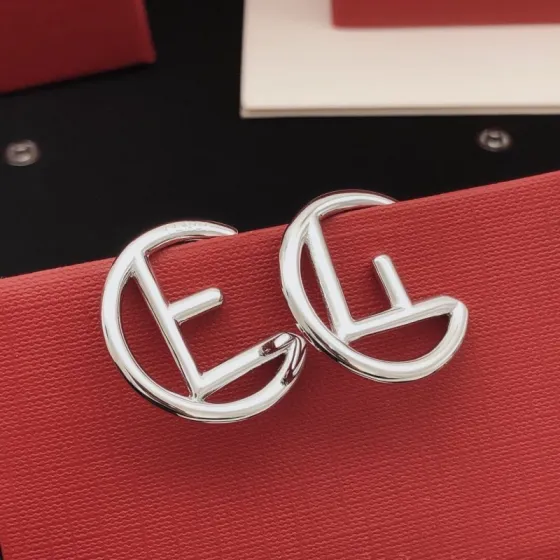 Fendi F is Fendi Hoop Earrings earrings silver-toned metal no accent stones 4cm diameter