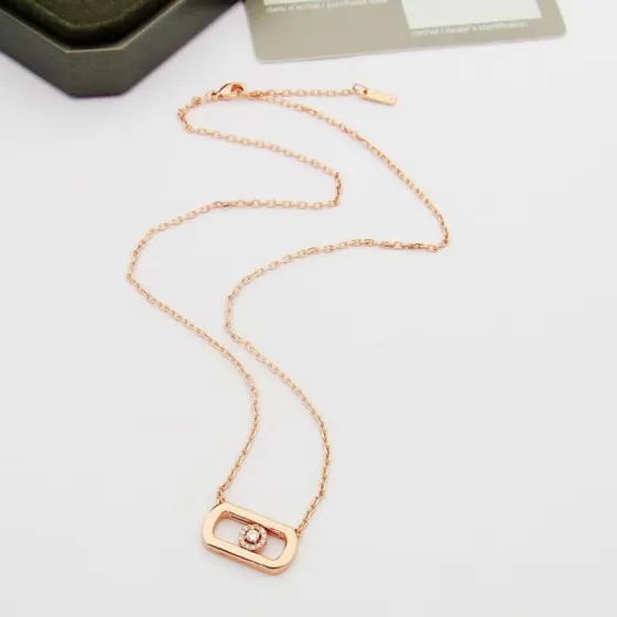 Messika My Move necklace Rose gold metal with white diamond accents 45cm